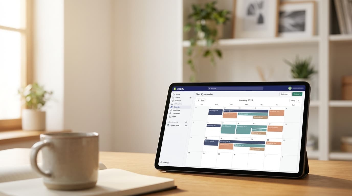 Shopify calendar view showing team bookings and schedules