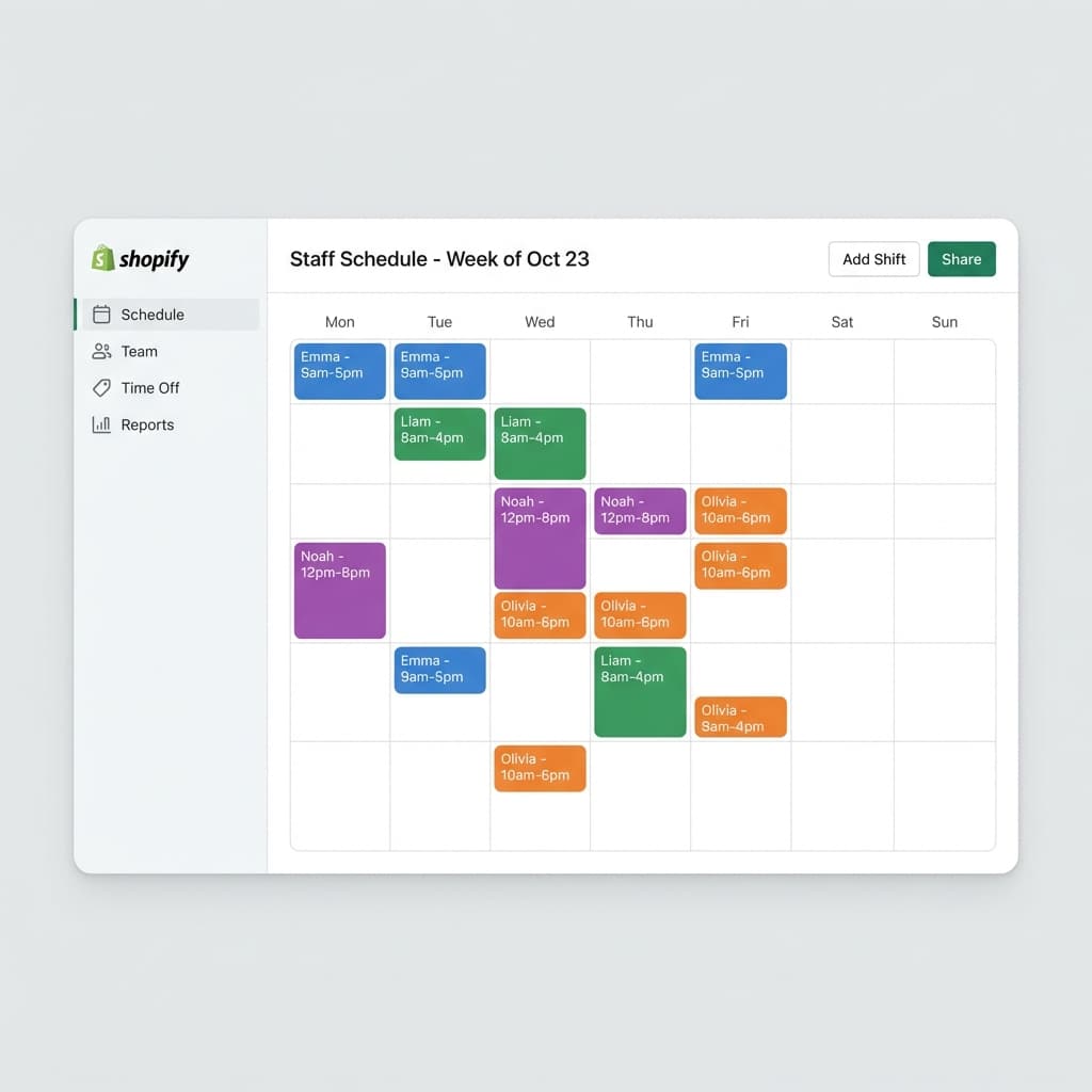 Staff scheduling calendar interface